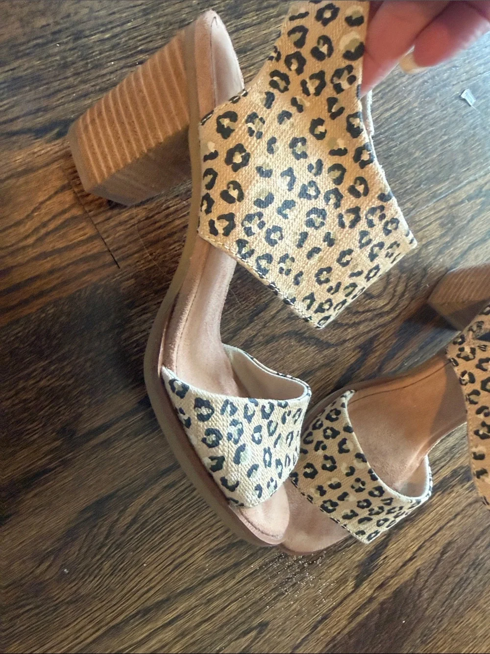 Toms Leopard Print Wedge Sandals - Tan/Black